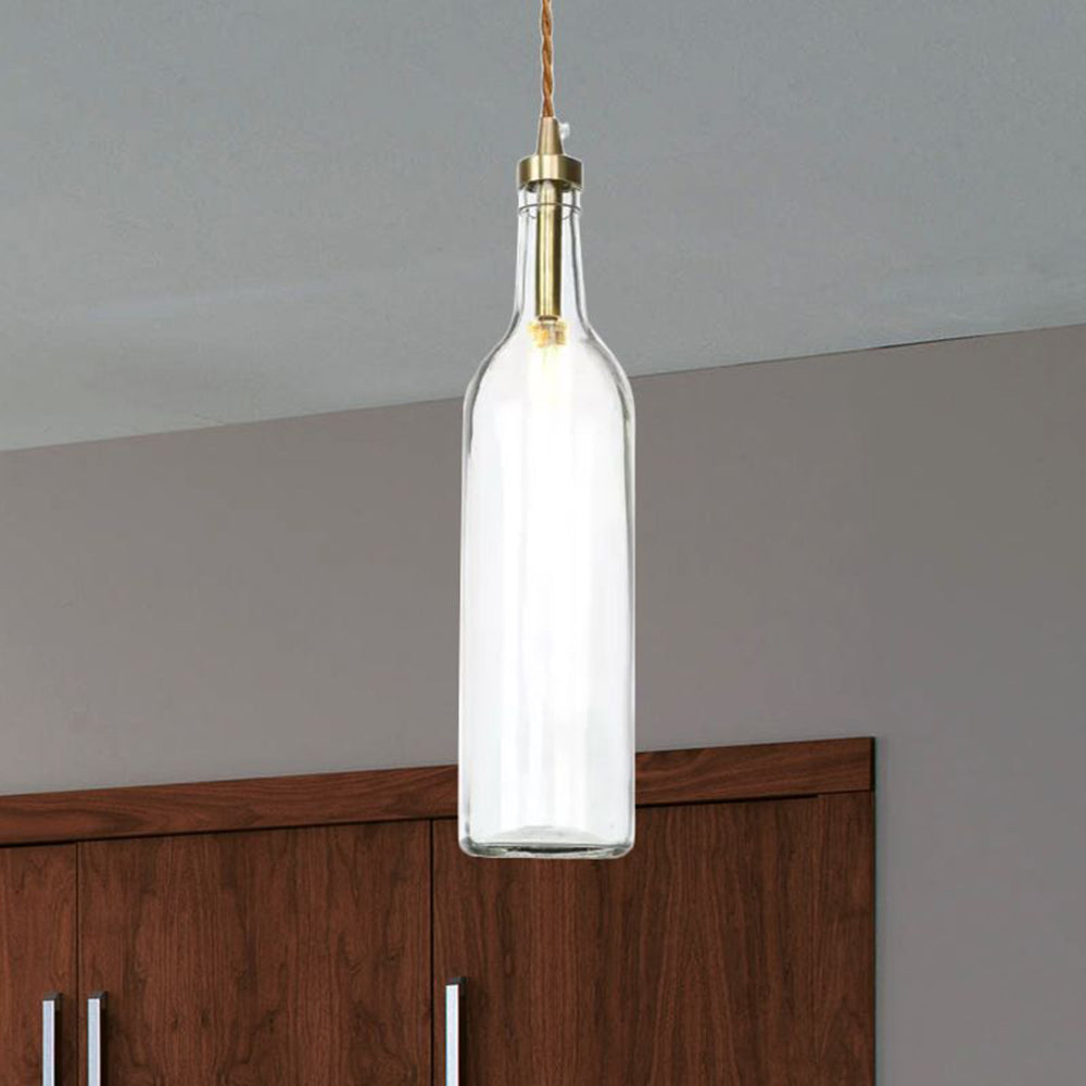 Hailie Industrial Wine Bottle Glass Pendant Light, Colorful