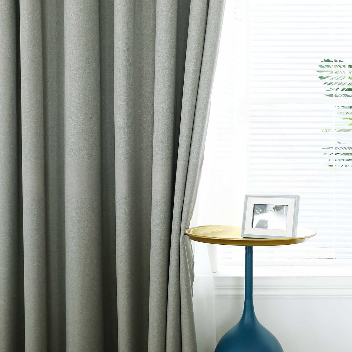 Modern Linen Solid Color Semi-Blackout Thermal Insulated Curtains