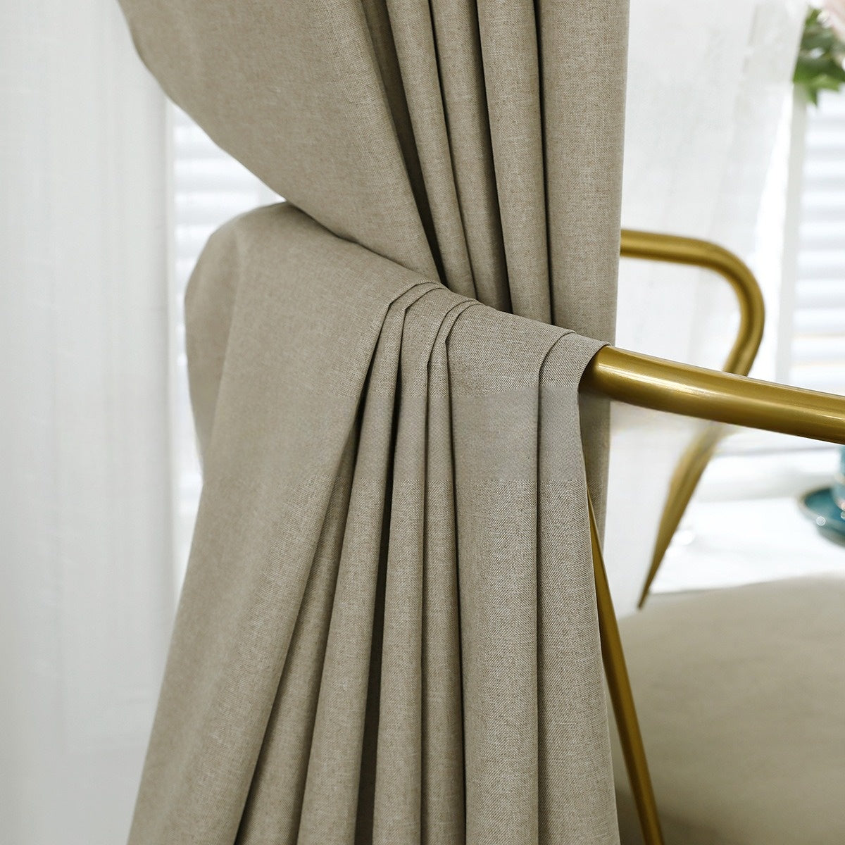Modern Linen Solid Color Semi-Blackout Thermal Insulated Curtains