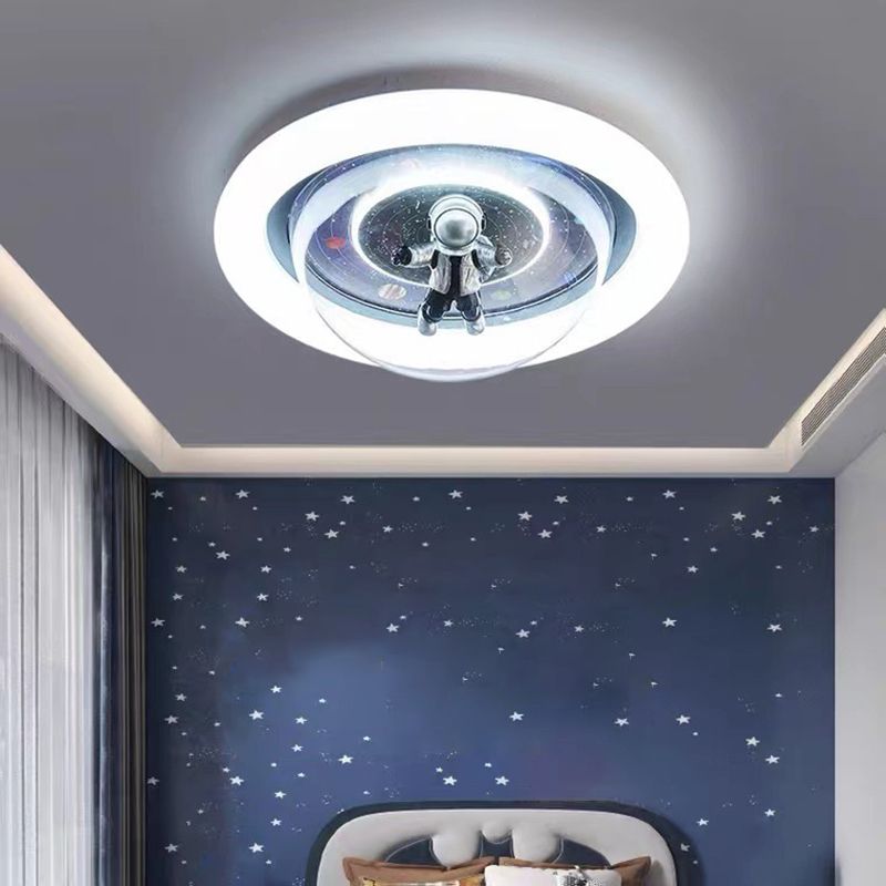Fateh Flush Mount Ceiling Light Astronaut Modern, Metal/Acrylic, Pink/Blue, Bedroom