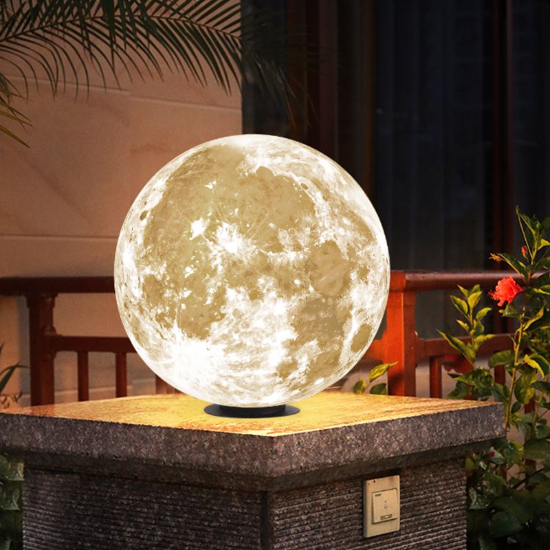 Elif Modern Moon  Resin Outdoor Lamp Post, Warm Light