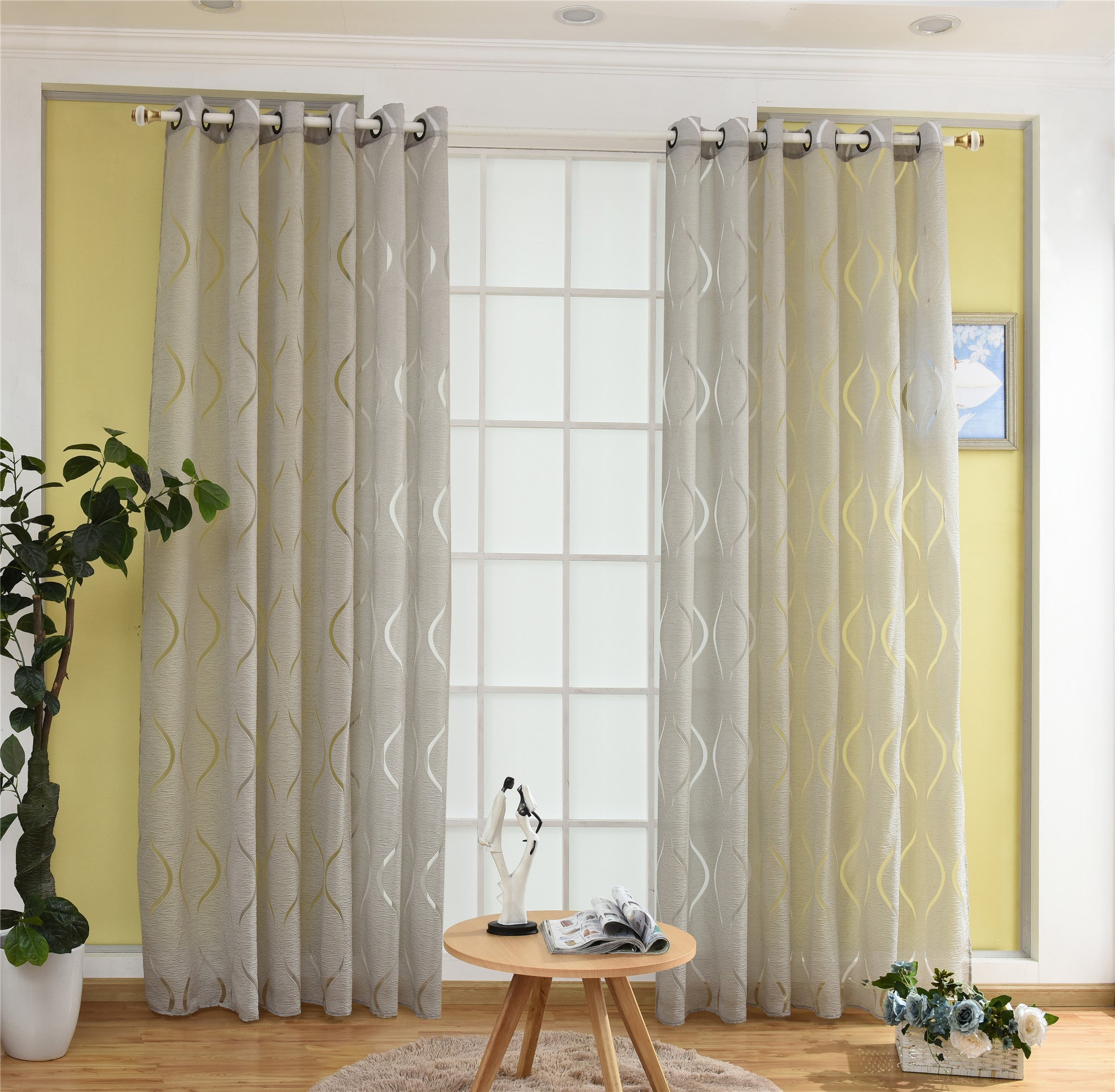 Modern Wave Pattern Bubble Translucent Sheer Curtain