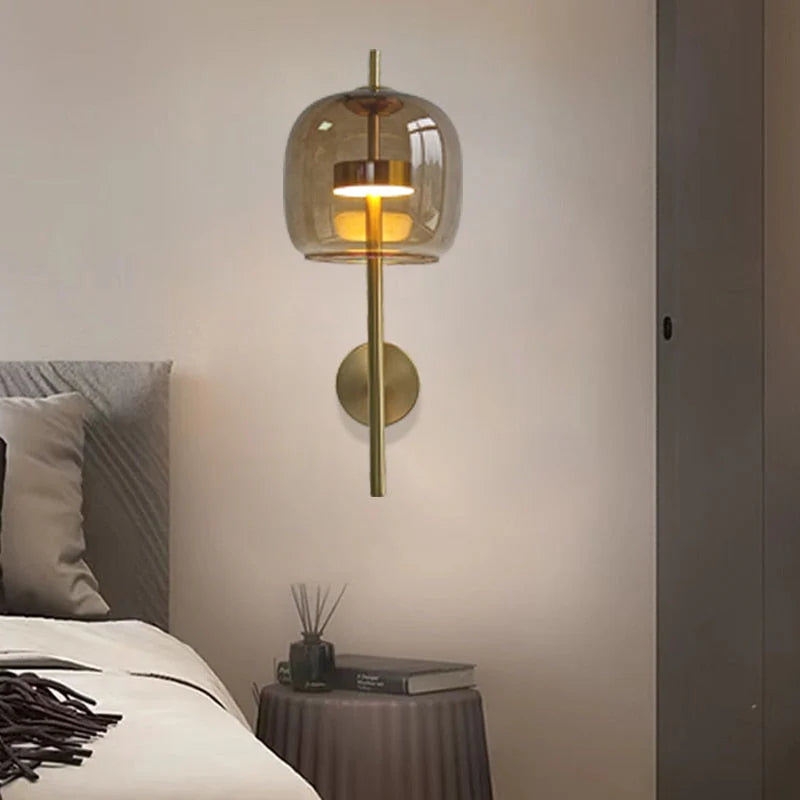 Quinn Modern Creative Indoor Wall Lamp Metal Glass Bedroom