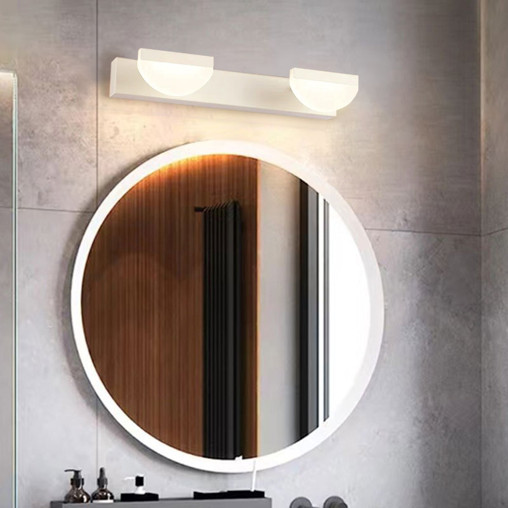 Leigh Modern Semicircle Mirror Front Vanity Wall Lamp, White/Black