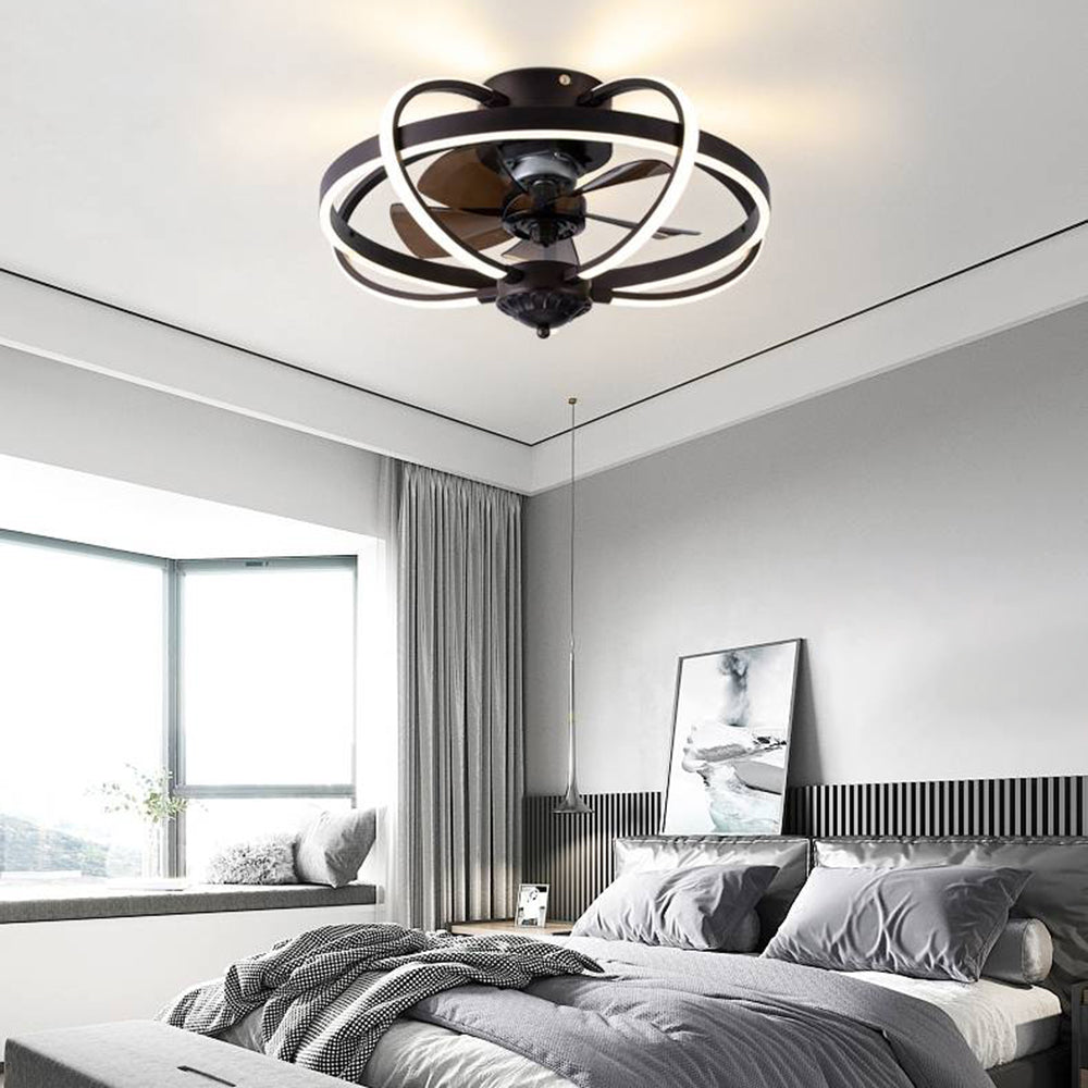 Lacey Flush Mount Ceiling Fan with Light, 19.7‘’, Aluminium & Metal