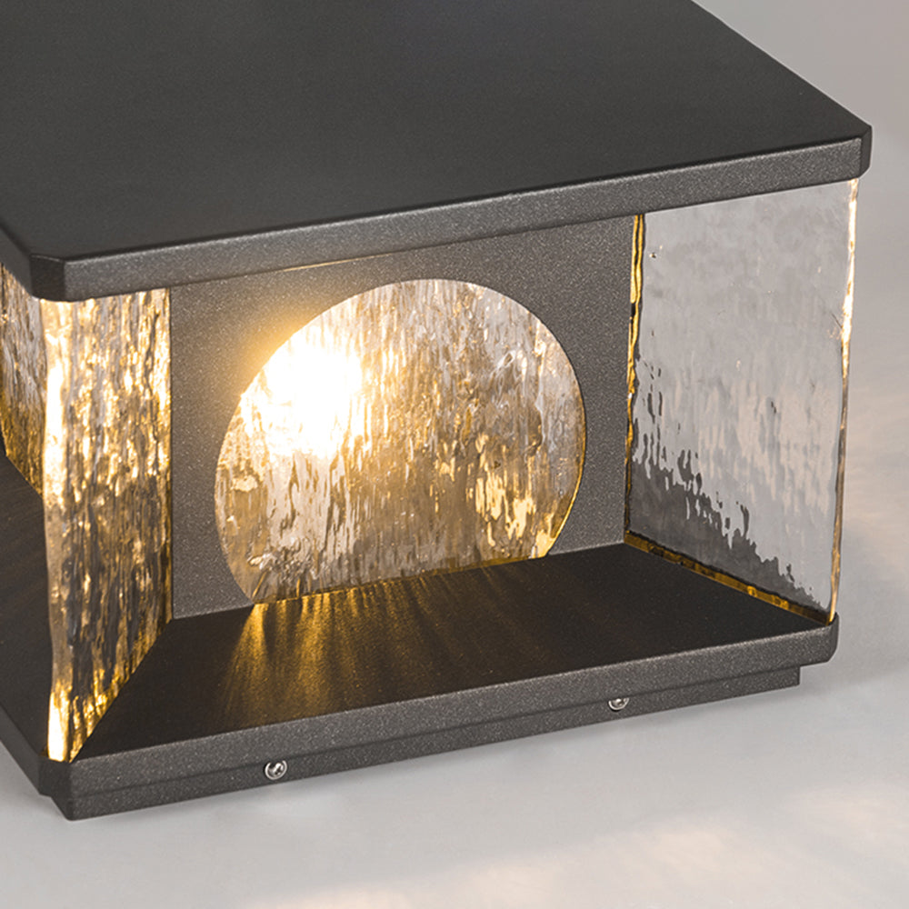 Riley Modern Transparent Rectangular Metal Glass Outdoor Floor Lamp, Black