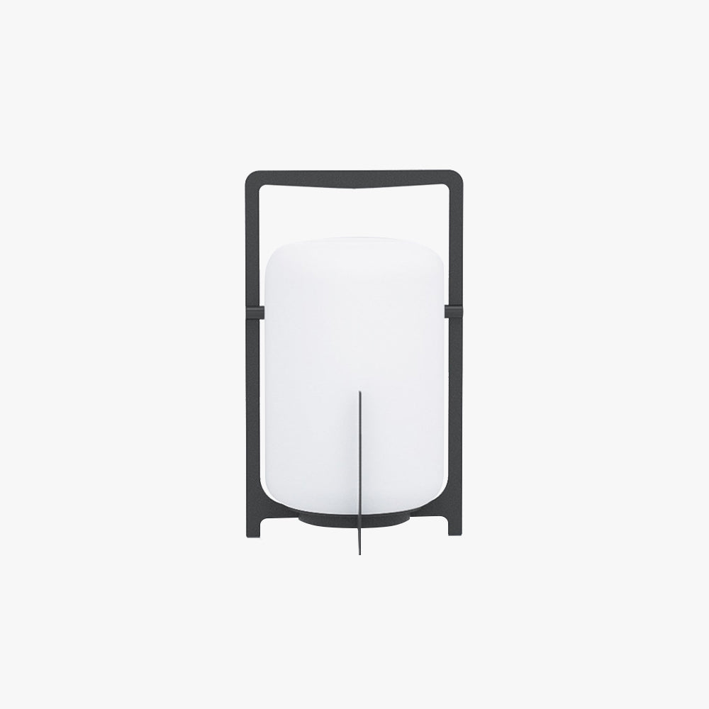 Pena Minimalist Cylinder Glass/Acrylic Outdoor Floor Lamp, White