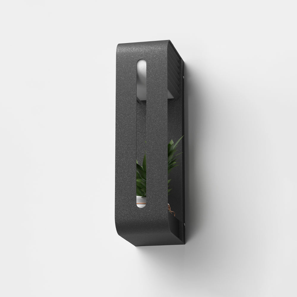 Orr Modern Rectangular Metal/Acrylic Solar Outdoor Plants Pot Holder Wall Lamp, Black