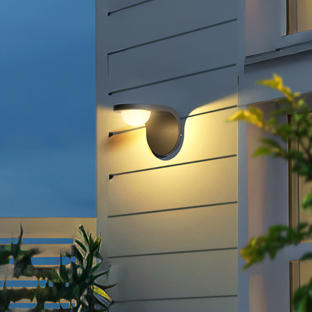 Orr Modern Arc Metal/Acrylic Solar Waterproof Adjustable Outdoor Wall Lamp, Black