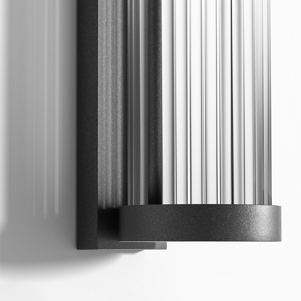 Orr Modern Cylindrical Metal/Glass Solar Waterproof Outdoor Wall Lamp, Black