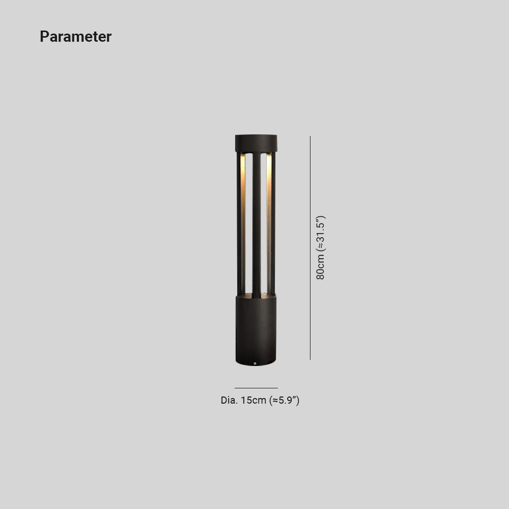 Pena Modern Cylindrical Hollow Outdoor Path Light, Black