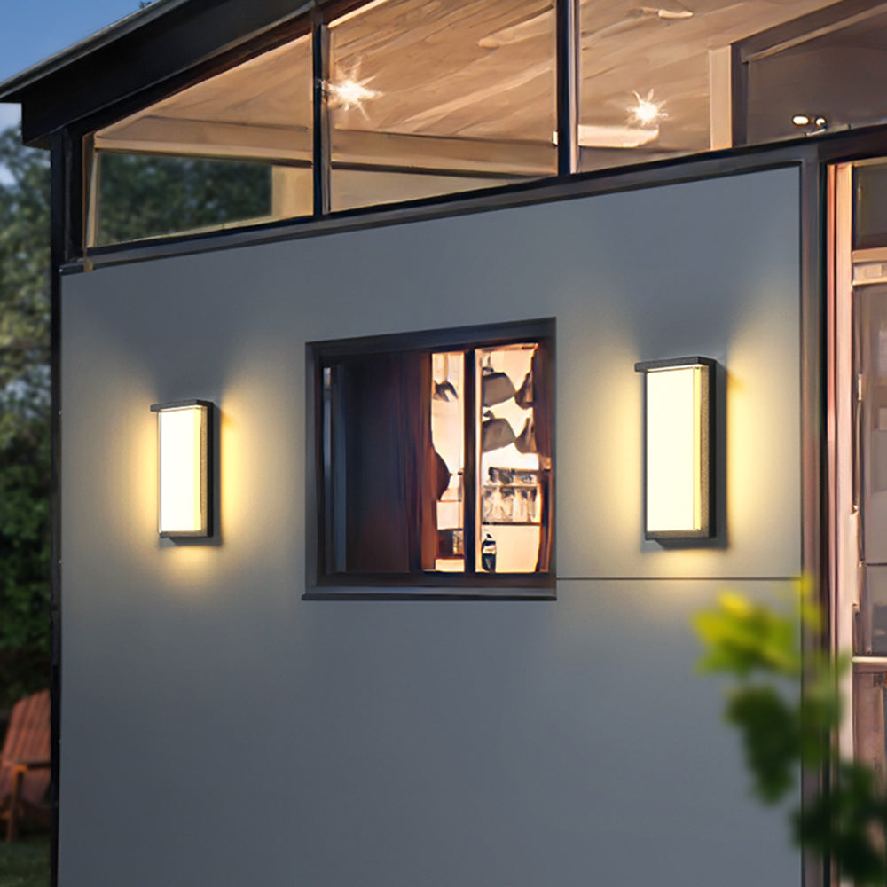 Orr Modern Minimalist Rectangular Metal/Glass Outdoor Wall Lamp, Black