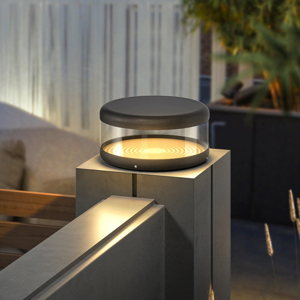 Riley Modern Cylinder Metal Solar Lamp Outdoor, Warm Light