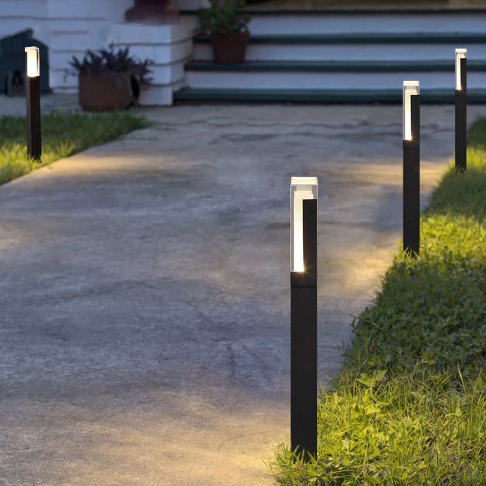Pena Modern Rectangular Column Solar Outdoor Path Light, Black