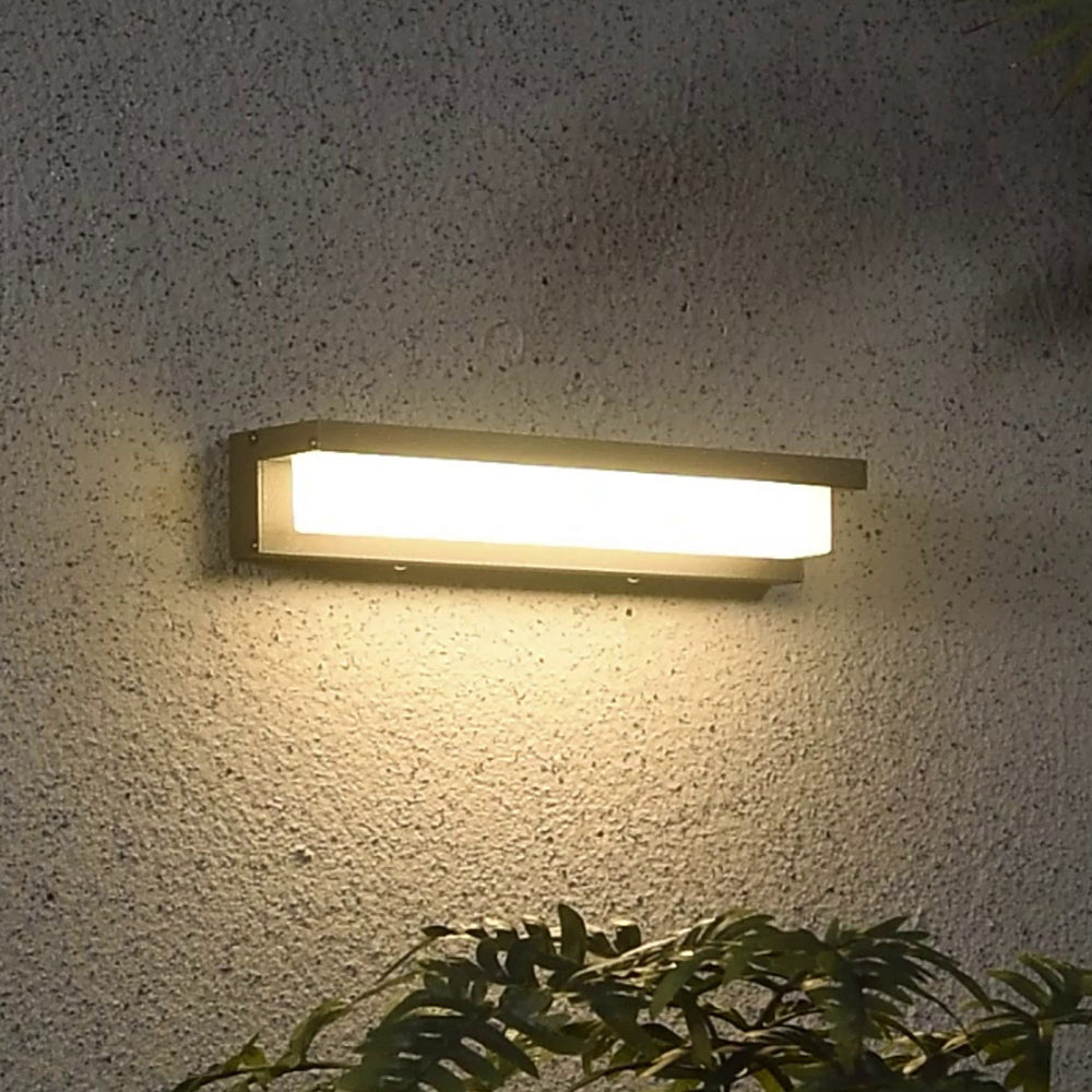 Orr Modern Rectangular Metal/Acrylic Outdoor Solar Wall Lamp, Black