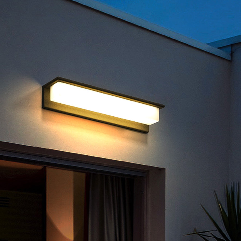 Orr Modern Rectangular Metal/Acrylic Outdoor Solar Wall Lamp, Black