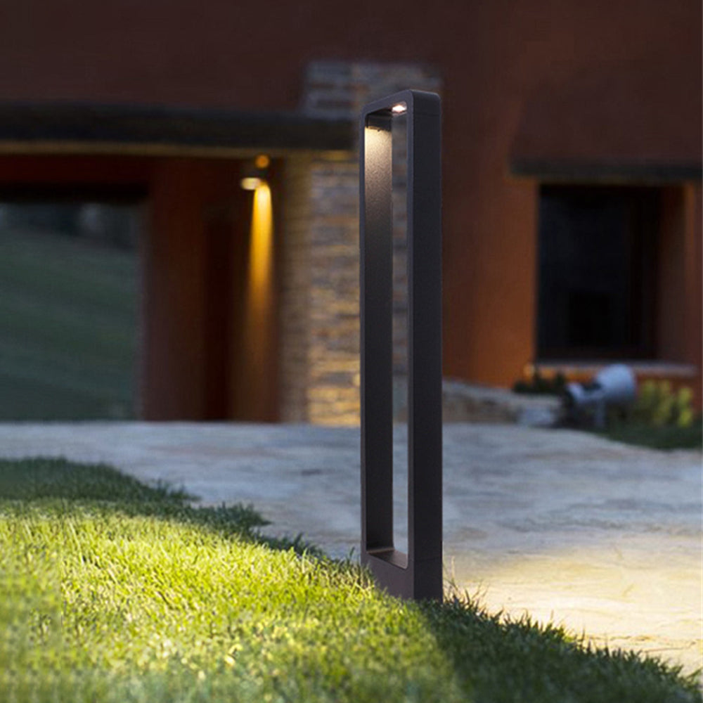 Pena Modern Metal Hollow Rectangle Outdoor Path Light, Black