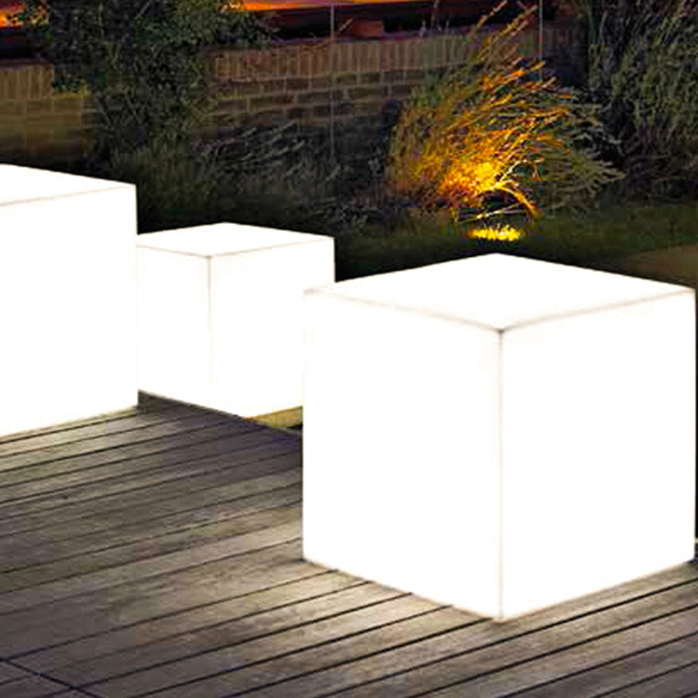 Pena Minimalist Square Acrylic Outdoor Ground Lamp, White