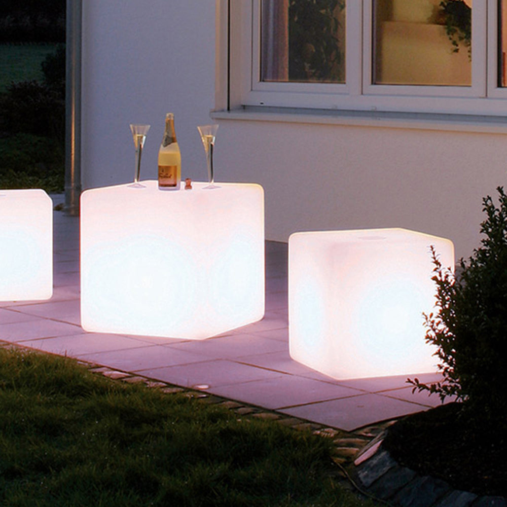 Pena Minimalist Square Acrylic Outdoor Ground Lamp, White
