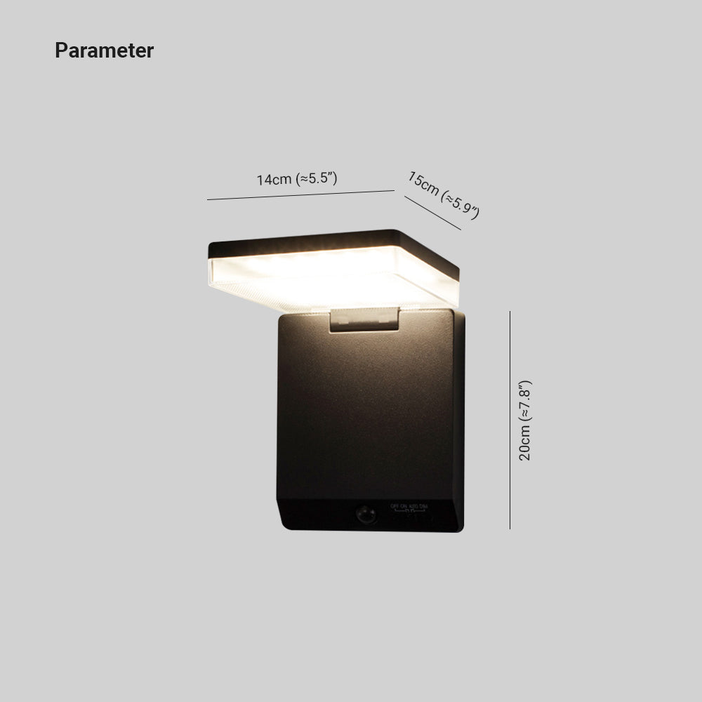 Orr Modern Minimalist Right-Angle Acrylic Sensor Solar Waterproof Outdoor Wall Lamp, Black