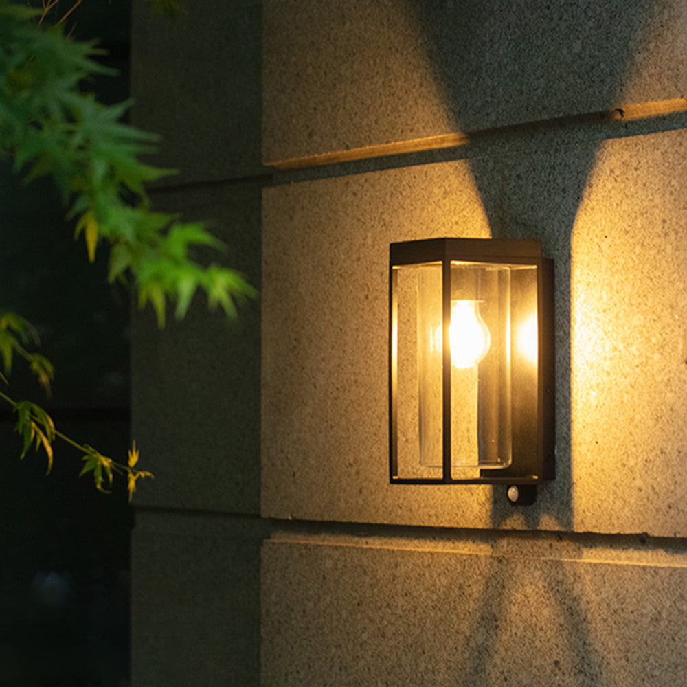 Orr Modern Rectangular Solar Waterproof Metal/Glass Outdoor Wall Lamp, Black