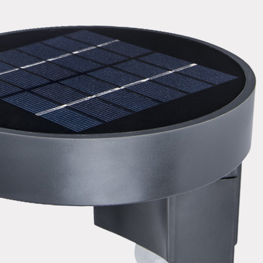 Orr Modern Round Metal/Acrylic Sensor Solar Waterproof Outdoor Wall Lamp, Black