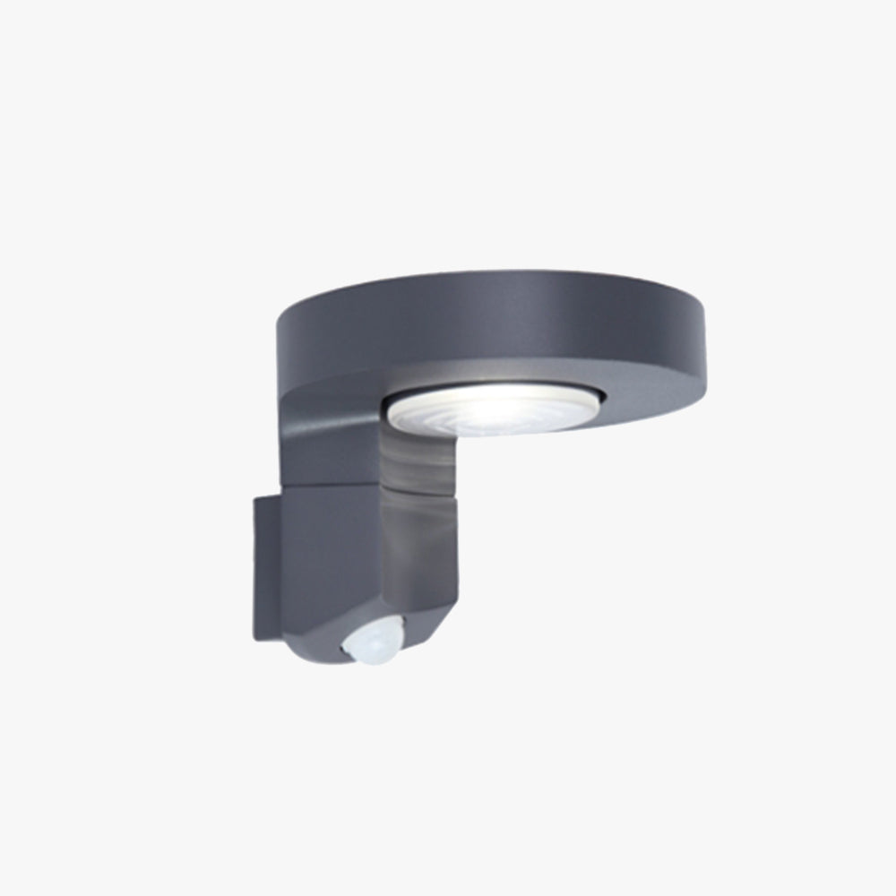 Orr Modern Round Metal/Acrylic Sensor Solar Waterproof Outdoor Wall Lamp, Black