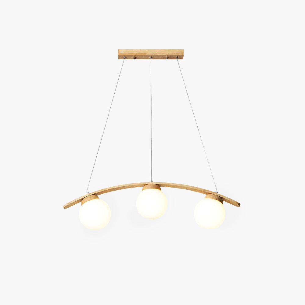 Valentina Pendant Light Wood Glass White Island Living Room/Bedroom