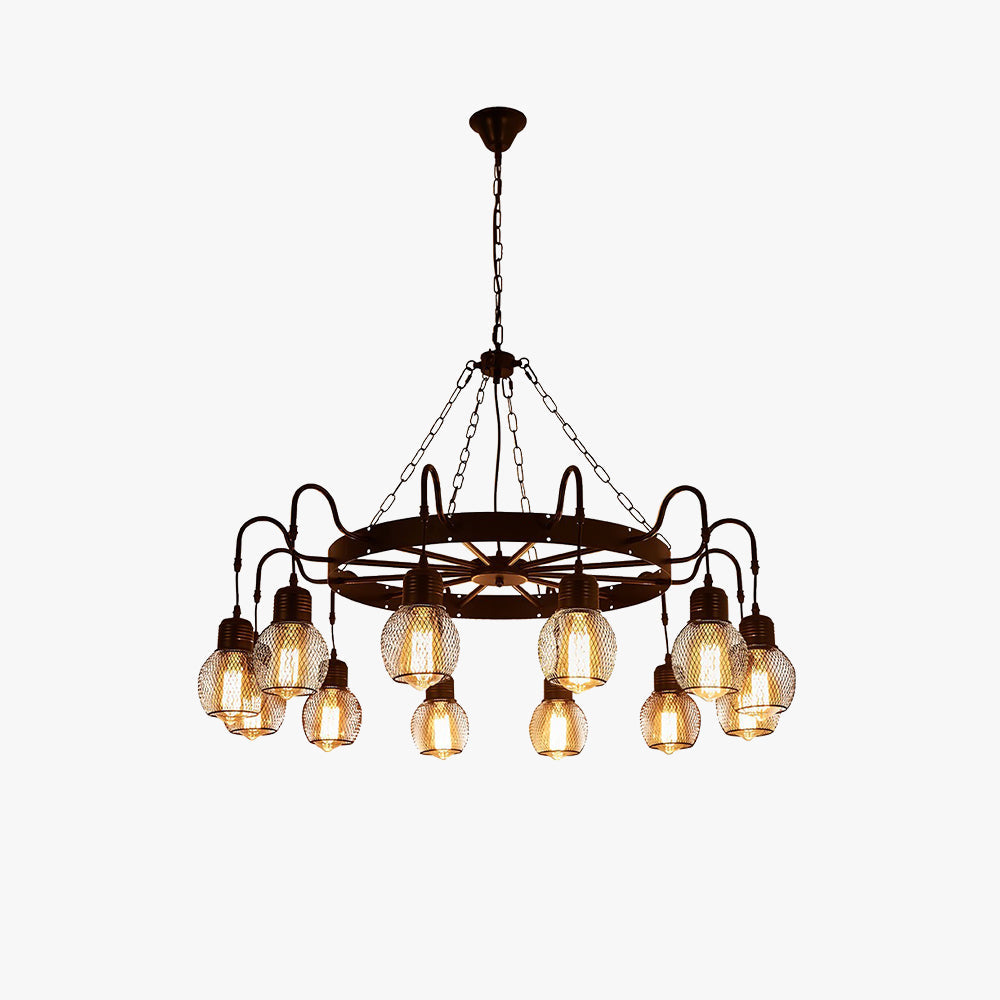 Alessio Industrial LED Chandelier Metal/Glass Dining Room/Bedroom