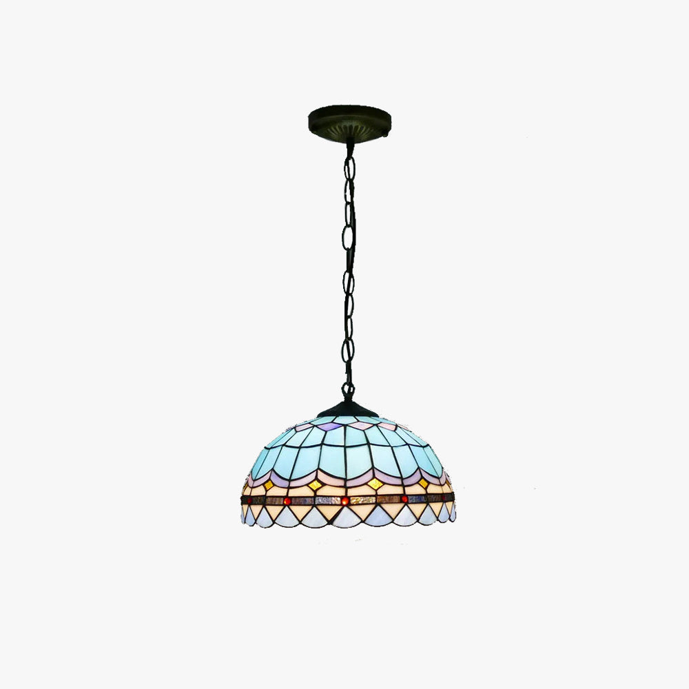 Eryn Retro LED Pendant Light Blue Metal Glass Dining Room