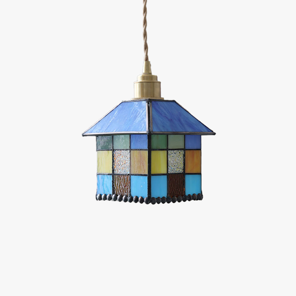 Eryn Modern LED Pendant Light Blue Clear Glass Living Room