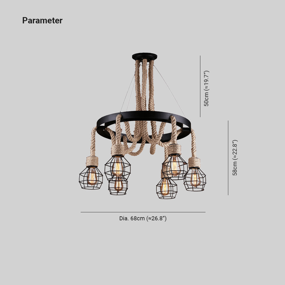 Epoch Industrial LED Chandelier Metal/Rope Living Room/Bedroom