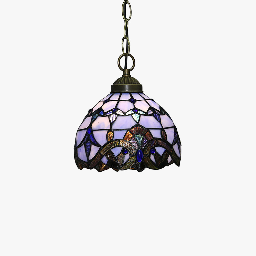 Eryn Vintage LED Pendant Light Purple Metal/Glass Living Room
