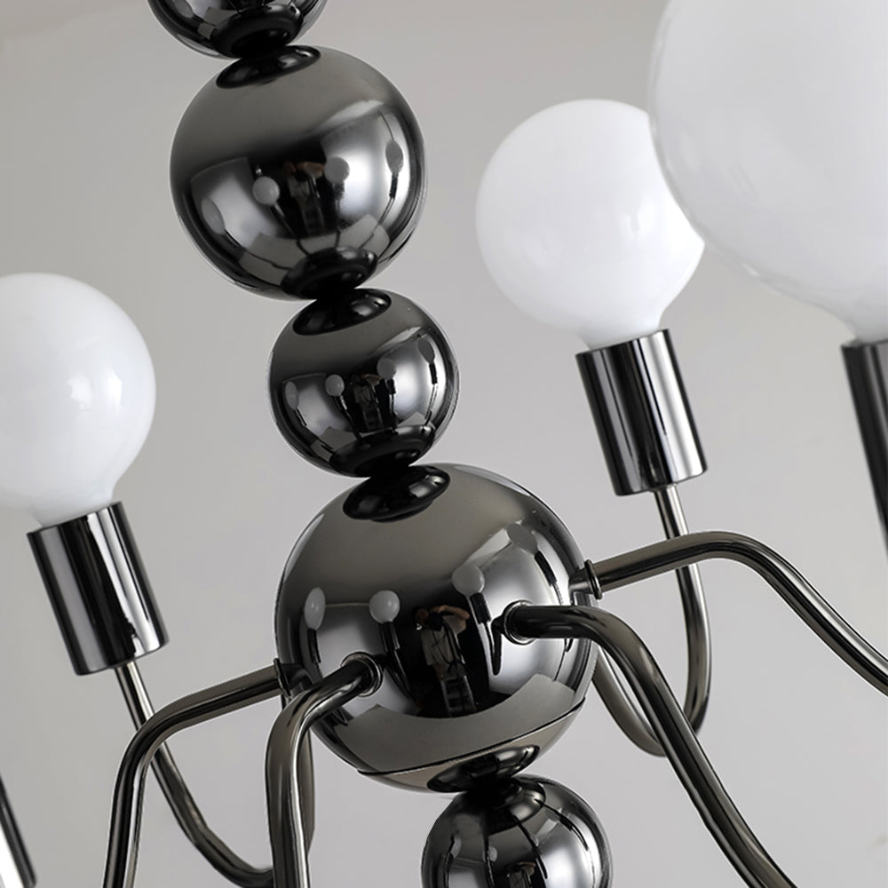 Valentina Medieval LED Spherical Chandelier Black Metal Living Room