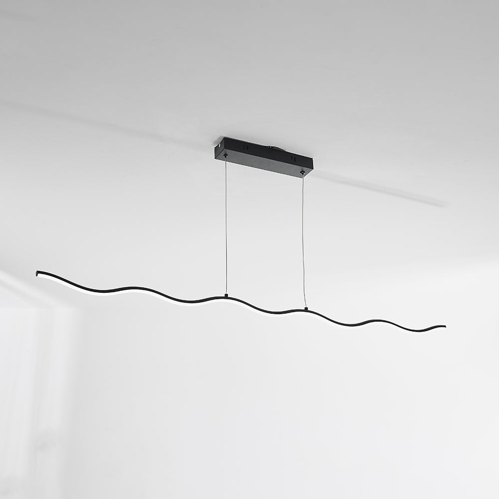 Louise Wave Linear Pendant Light, Black/White