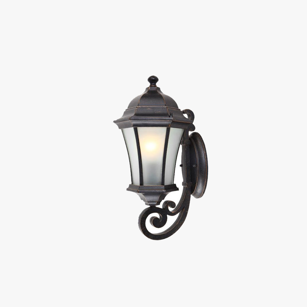 Alessio Vintage Lantern Metal/Glass Outdoor Wall Lamp, Black