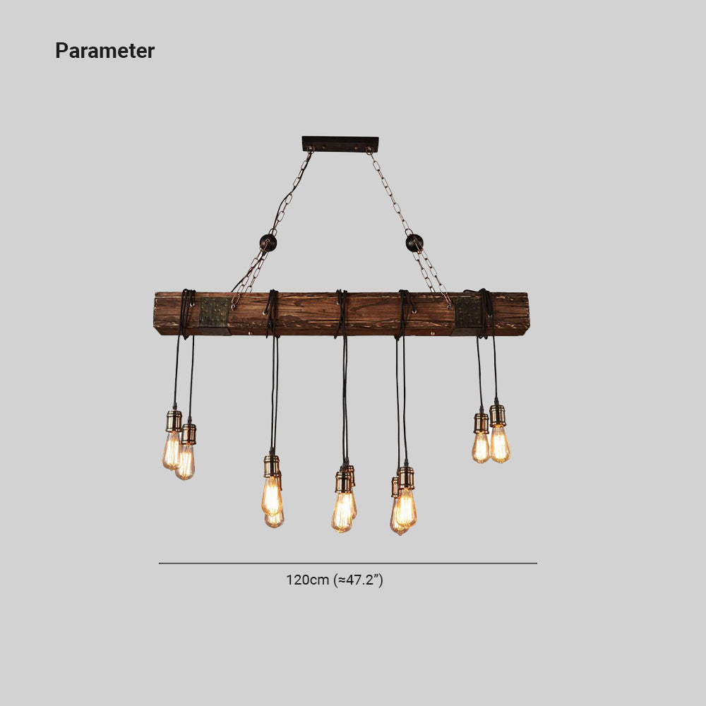 Alessio Linear Retro Wood Pendant Light, Bronze