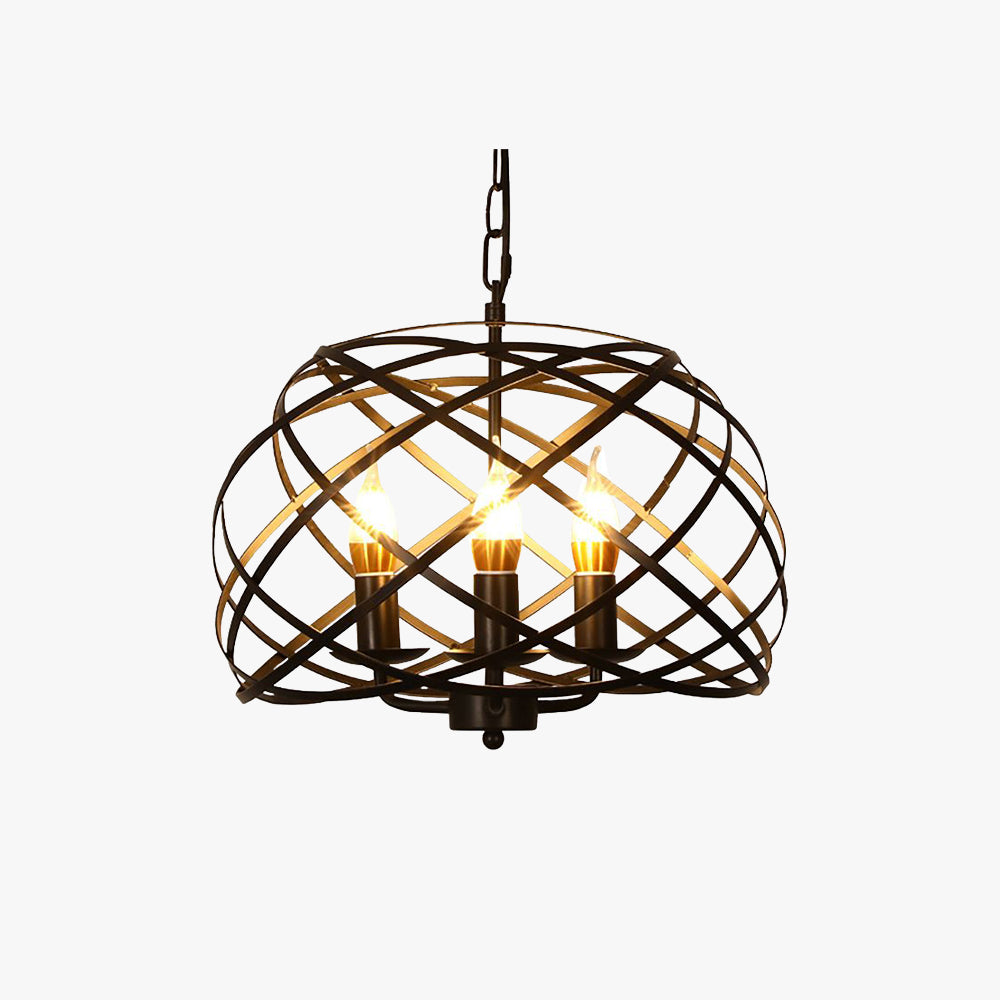 Alessio Vintage Retro Stylish Open Cage Candle Chandelier