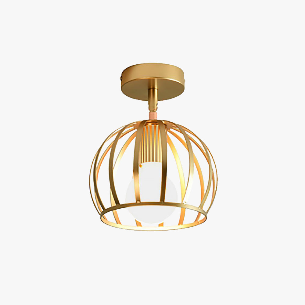 Herbert Semi Art Deco Globe Flush Mount Ceiling Light, Brass