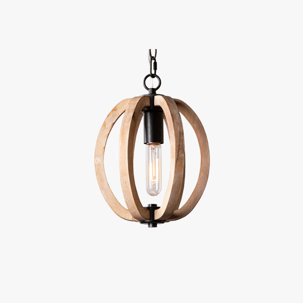 Alessio Orb/Gourd Wood Pendant Light