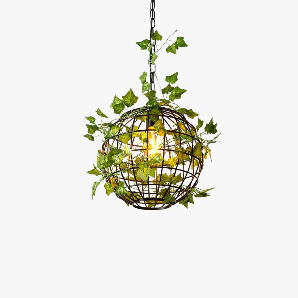 Nest Rustic Plant Art Deco Globe Vine Pendant Light Green Dining Room