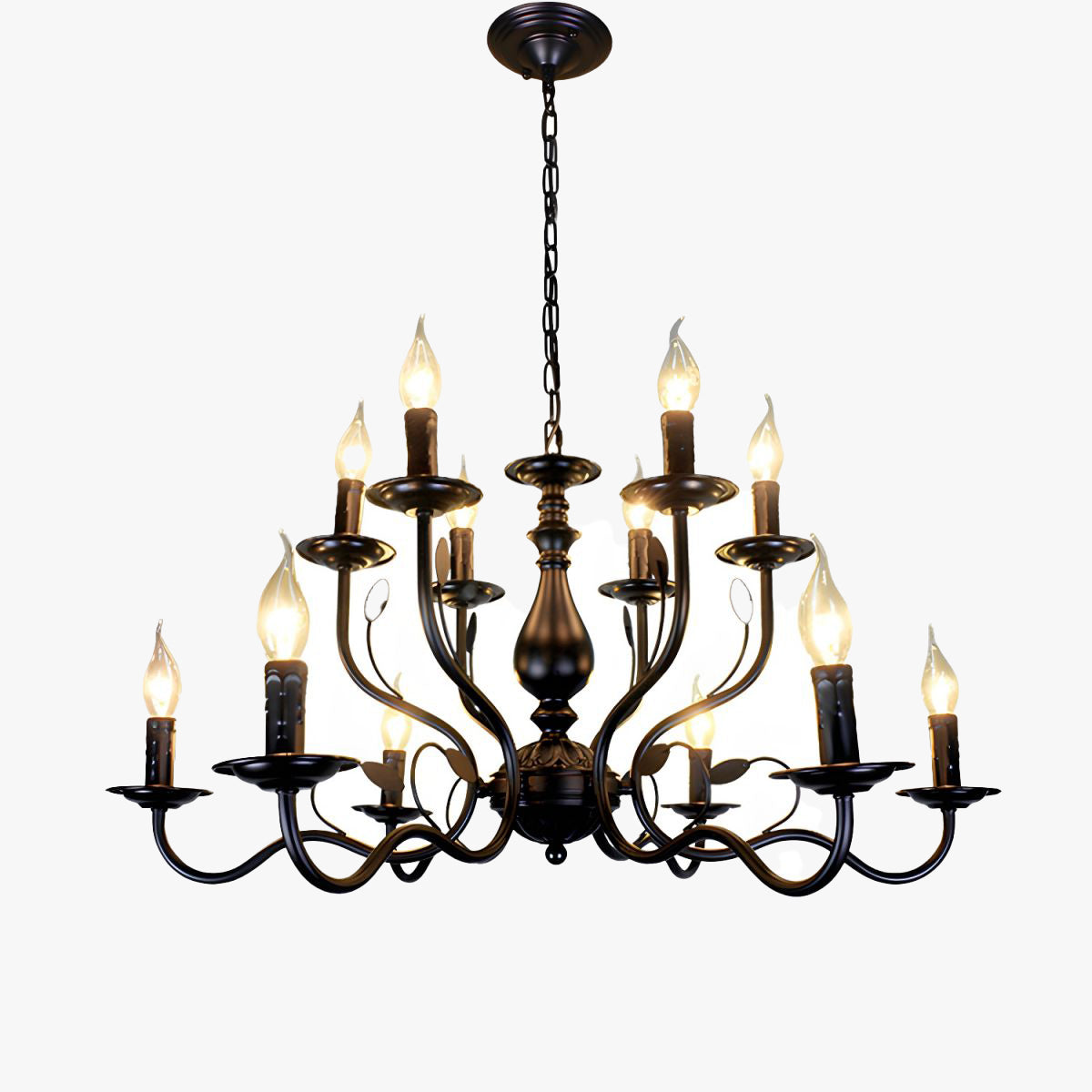 Marilyn Transitional Candle Chain Chandelier, Black