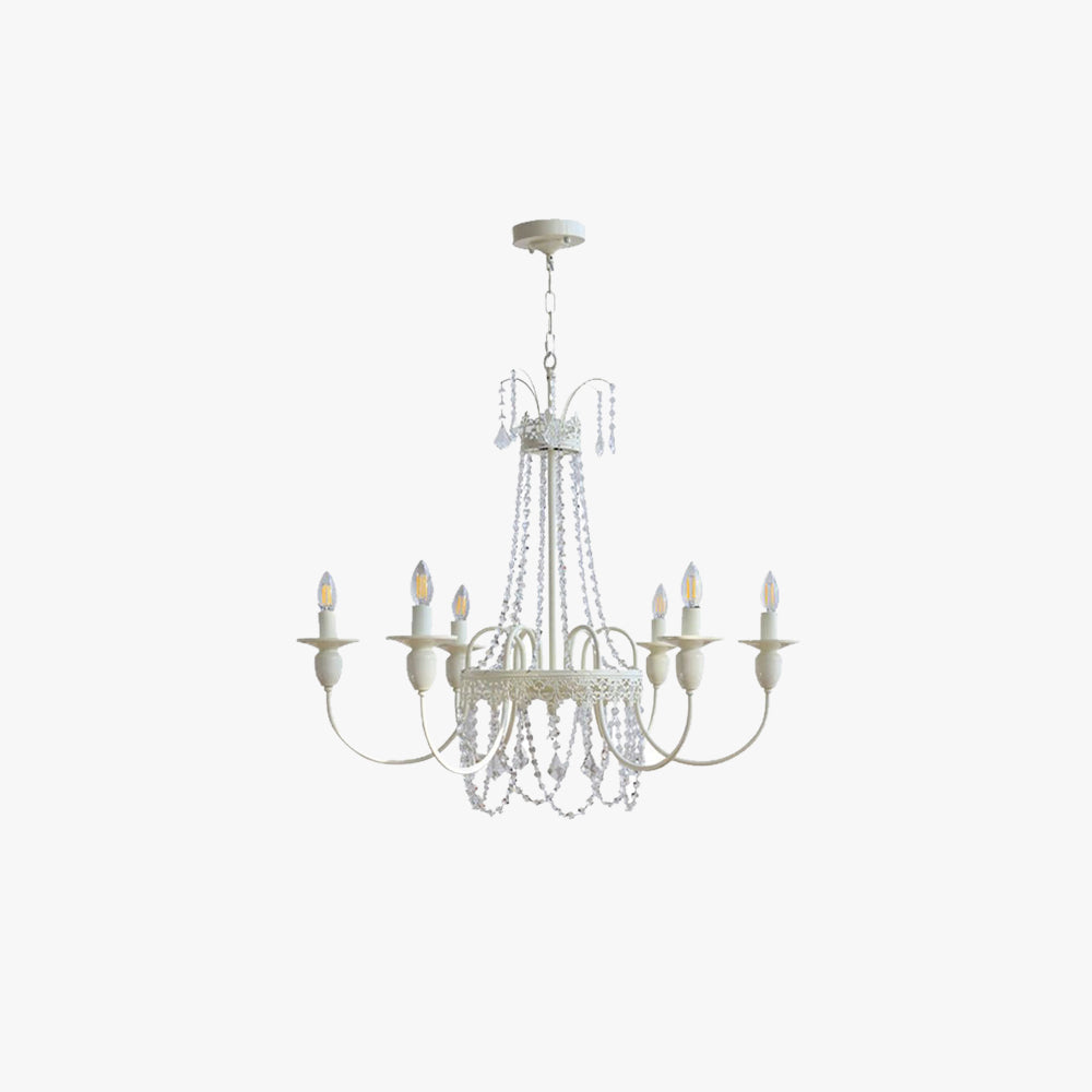 Silva Pendant Light Candle French, Crystal/Metal, White, Bedroom