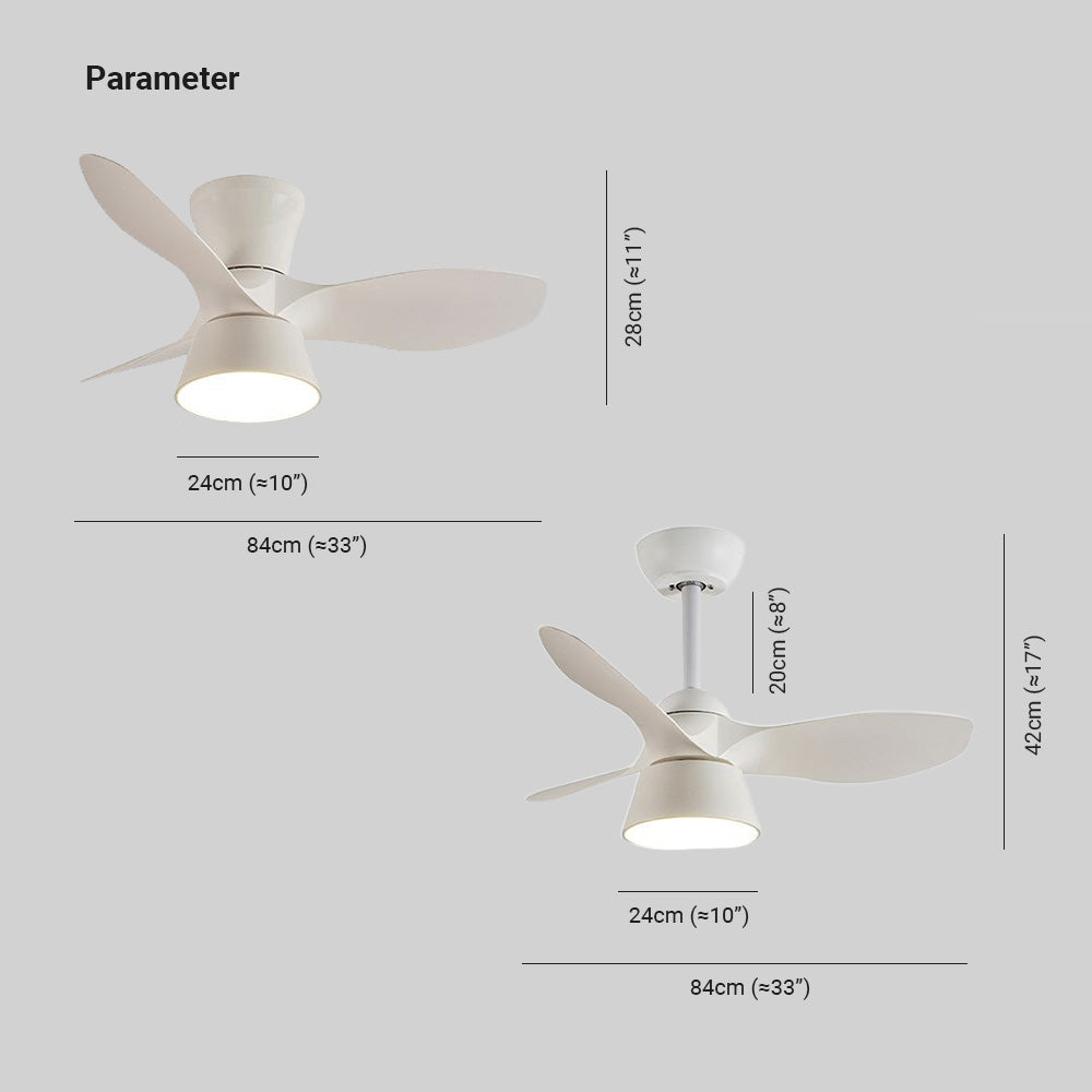 Walters Ceiling Fan with Light, 3 Color, L 33"