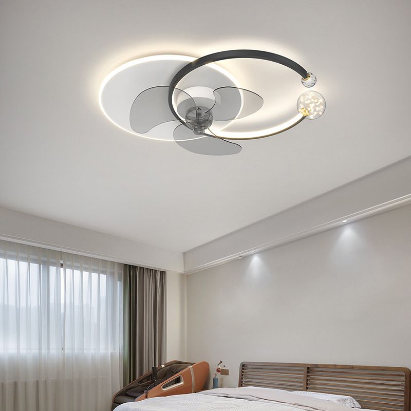 Madina Double-C Starry Ceiling Fan with Light, 2 Color, 24.5"