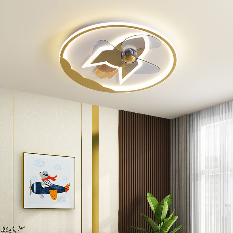 Minori Rocket Shape 2-Lights Ceiling Fan with Light, 5 Color, 18"/22"