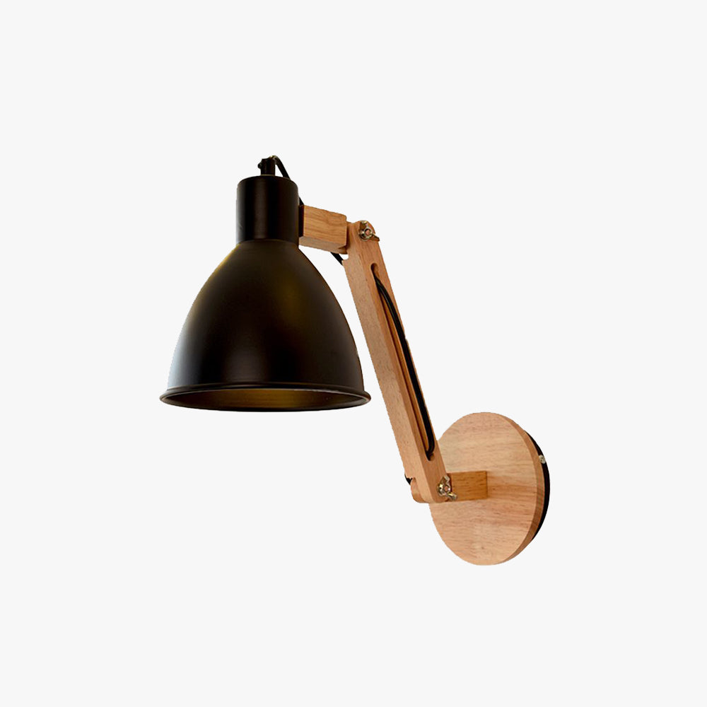Brady Black Adjustable Wall Lamp, Metal & Wood, 2 Color, 15"