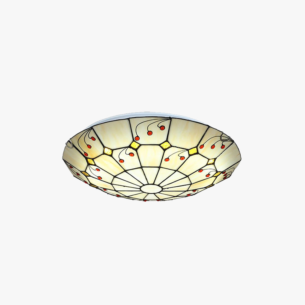 Eryn Rustic Glass Flush Mount Ceiling Light, White, Kitchen