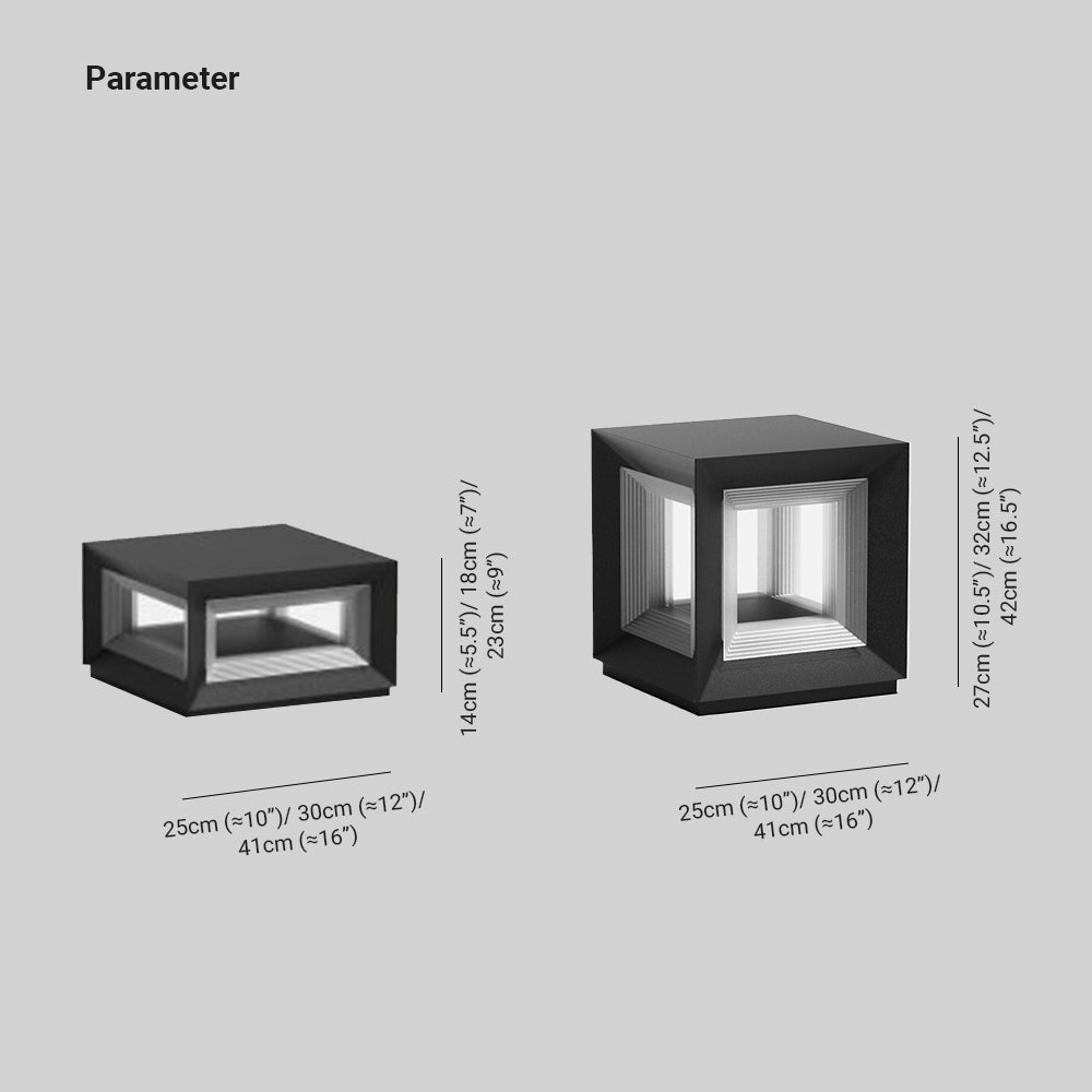 Riley Contemporary LED Cube Metal Outdoor Lamps, Black