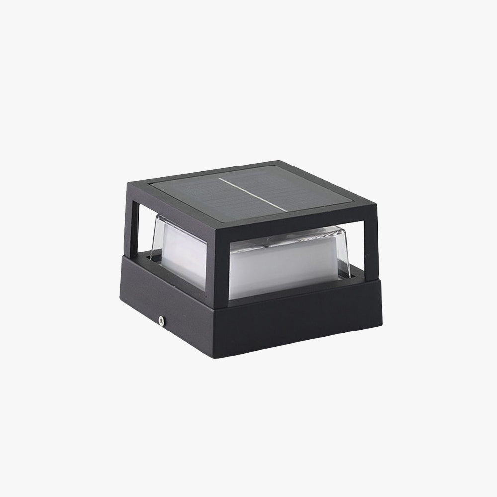 Riley Modern Cube/Cylinder Metal Lamp Outdoor, Black